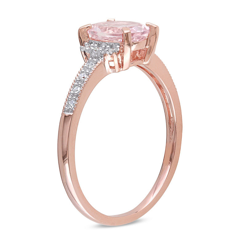 Amour Rose Plated Sterling Silver Oval-Cut Morganite and Diamond Accent Ring