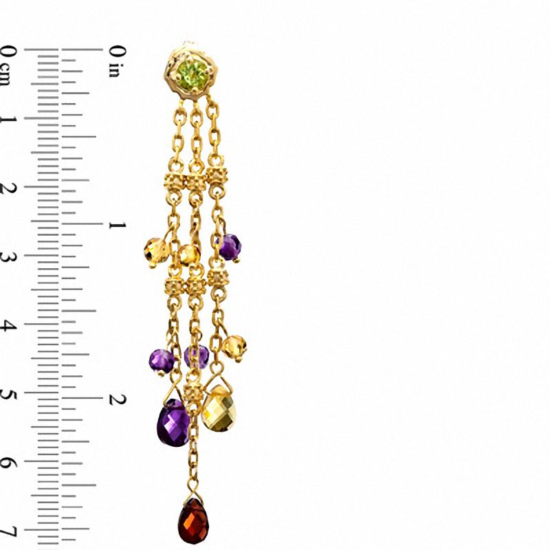 Main Image 2 of Multi Semi-Precious Gemstone Dangle Earrings in Sterling Silver with 14K Gold Plate