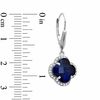 Thumbnail Image 1 of 10.0mm Clover-Shaped Lab-Created Blue and White Sapphire Earrings in Sterling Silver