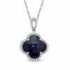 Thumbnail Image 1 of 14.0mm Clover-Shaped Lab-Created Blue and White Sapphire Pendant in Sterling Silver