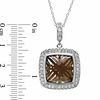 Thumbnail Image 2 of 14.0mm Cushion-Cut Smoky Quartz and Lab-Created White Sapphire Pendant in Sterling Silver