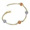 Thumbnail Image 2 of Filigree Bead Station Bracelet in 14K Tri-Tone Gold - 7.25"