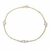 Thumbnail Image 1 of Double Heart Anklet in 14K Two-Tone Gold - 10"