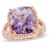 Thumbnail Image 1 of Rose de France Amethyst and Lab-Created White Sapphire Ring in Sterling Silver with 14K Rose Gold Plate