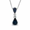 Thumbnail Image 0 of Pear-Shaped Sapphire and Diamond Accent Drop Pendant in 14K White Gold - 16"