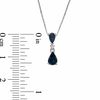 Thumbnail Image 1 of Pear-Shaped Sapphire and Diamond Accent Drop Pendant in 14K White Gold - 16"