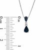 Thumbnail Image 2 of Pear-Shaped Sapphire and Diamond Accent Drop Pendant in 14K White Gold - 16&quot;