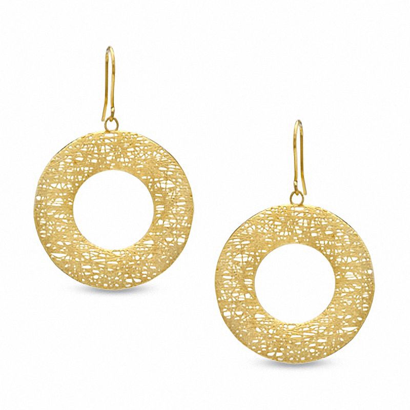 Textured Circle Earrings in 14K Gold