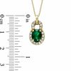Thumbnail Image 2 of Oval Lab-Created Emerald and White Sapphire Pendant in 14K Gold