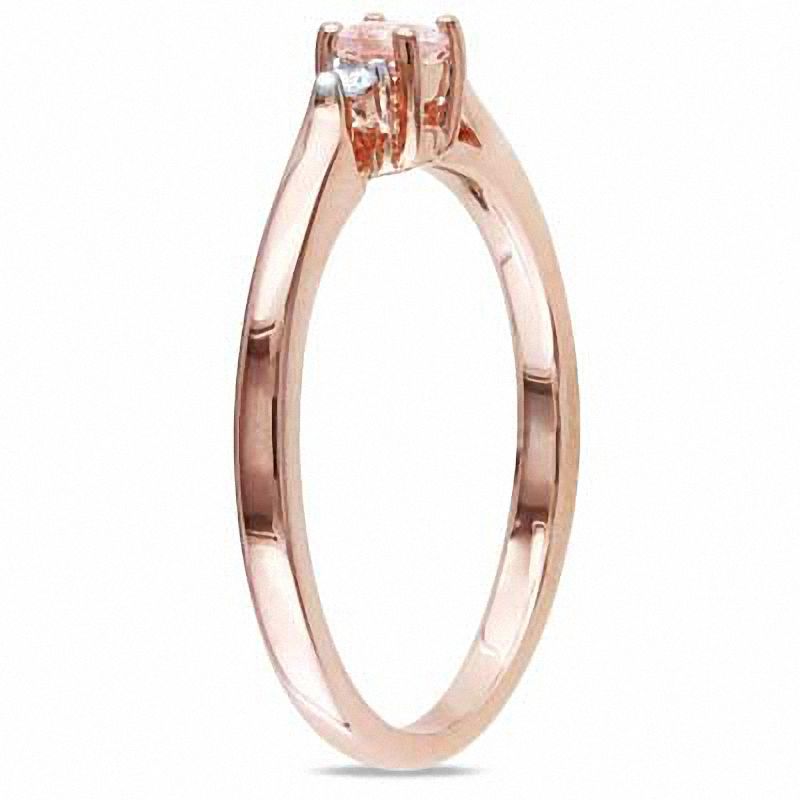 3.5mm Morganite and 1/20 CT. T.W. Diamond Promise Ring in Rose Rhodium Sterling Silver