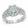 Thumbnail Image 1 of 1 CT. T.W. Composite Emerald-Cut Diamond Multi-Row Engagement Ring in 14K White Gold