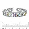 Thumbnail Image 2 of Multi Semi-Precious Gemstone Flower Cuff Bracelet in Sterling Silver