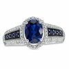 Thumbnail Image 1 of Oval Lab-Created Ceylon Sapphire and Diamond Accent Ring in 14K White Gold
