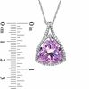 Thumbnail Image 2 of Trillion-Cut Rose de France Amethyst and Lab-Created White Sapphire Pendant in Sterling Silver