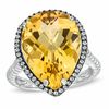 Thumbnail Image 1 of Pear-Shaped Citrine and Lab-Created White Sapphire Ring in Sterling Silver