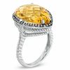 Pear-Shaped Citrine and Lab-Created White Sapphire Ring in Sterling Silver