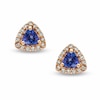 4.5mm Trillion-Cut Tanzanite and 1/5 CT. T.W. Diamond Earrings in 14K Rose Gold