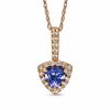 Thumbnail Image 0 of 5.5mm Trillion-Cut Tanzanite and 1/7 CT. T.W. Diamond Pendant in 14K Rose Gold
