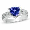 Thumbnail Image 1 of 8.5mm Trillion-Cut Tanzanite and 3/8 CT. T.W. Diamond Ring in 14K White Gold