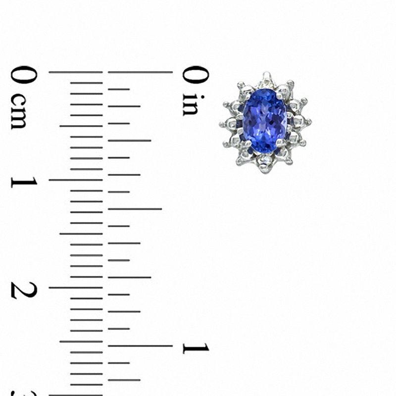 Oval Tanzanite and Diamond Accent Earrings in 14K White Gold