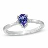 Thumbnail Image 0 of Pear-Shaped Tanzanite and Diamond Accent Ring in 14K White Gold