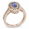 Thumbnail Image 1 of Oval Tanzanite and 1/2 CT. T.W. Diamond Ring in 14K Rose Gold