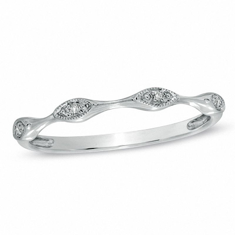 Stackable Diamond Accent Station Ring in 10K White Gold