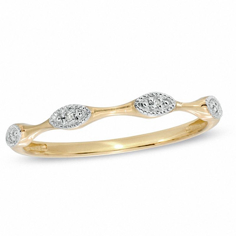 Stackable Diamond Accent Station Ring in 10K Gold