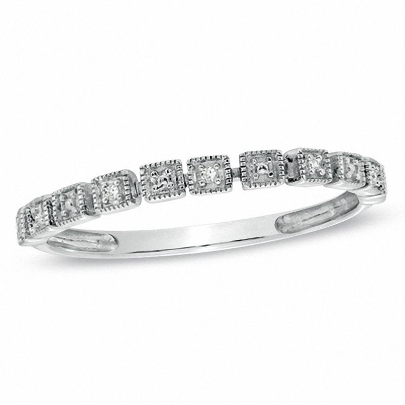 Stackable Diamond Accent Square Row Ring in 10K White Gold