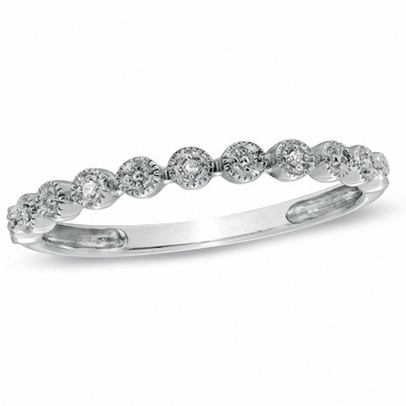 Stackable Diamond Accent Circle Row Ring in 10K White Gold