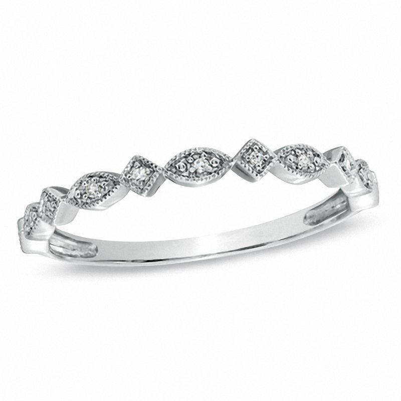 Main Image 1 of Stackable Diamond Accent Geometric Ring in 10K White Gold