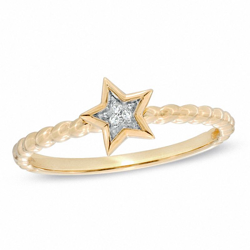 Main Image 1 of Stackable Diamond Accent Star Ring in 10K Gold