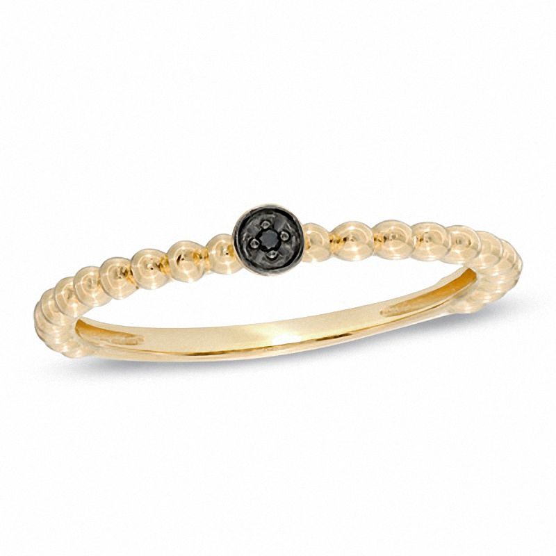 Stackable Black Diamond Accent Circle Ring in 10K Gold