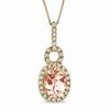 Thumbnail Image 0 of Oval Morganite and 1/8 CT. T.W. Diamond Pendant in 14K Rose Gold