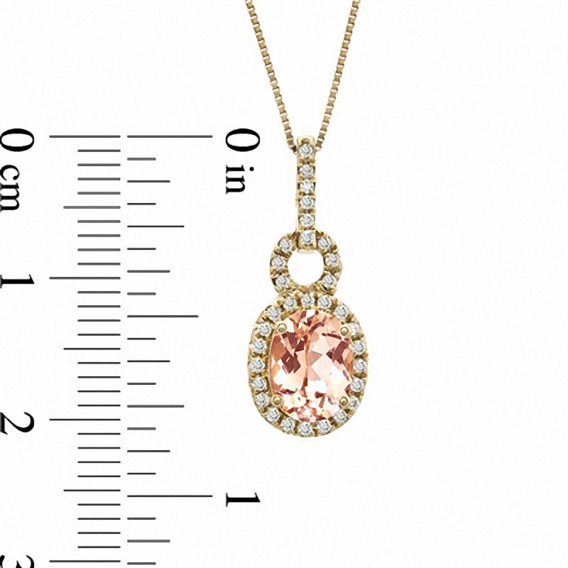 Main Image 2 of Oval Morganite and 1/8 CT. T.W. Diamond Pendant in 14K Rose Gold