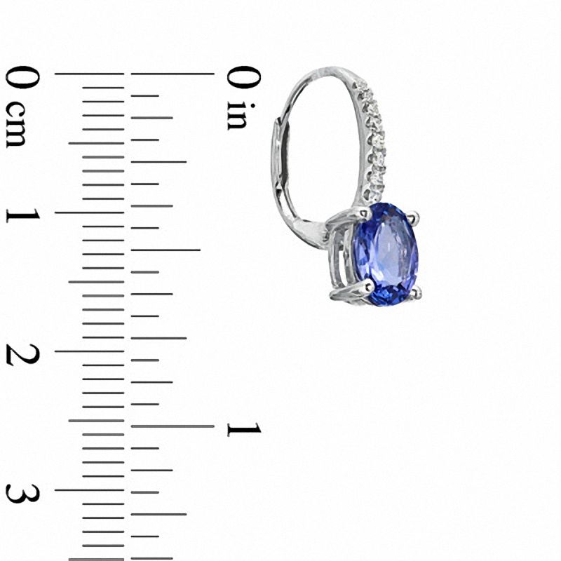Oval Tanzanite and Diamond Accent Earrings in 14K White Gold
