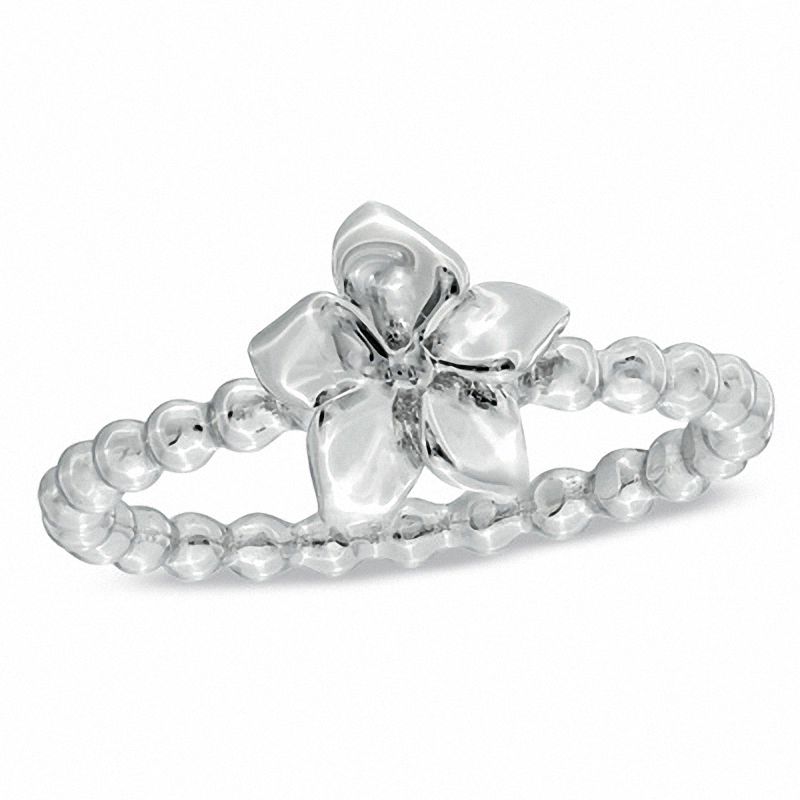 Main Image 1 of Stackable Lotus Flower Ring in 10K White Gold