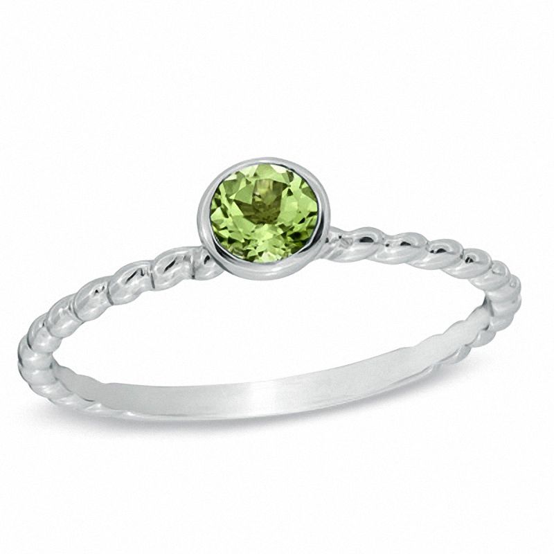 Main Image 1 of Stackable 4.0mm Peridot Ring in 10K White Gold