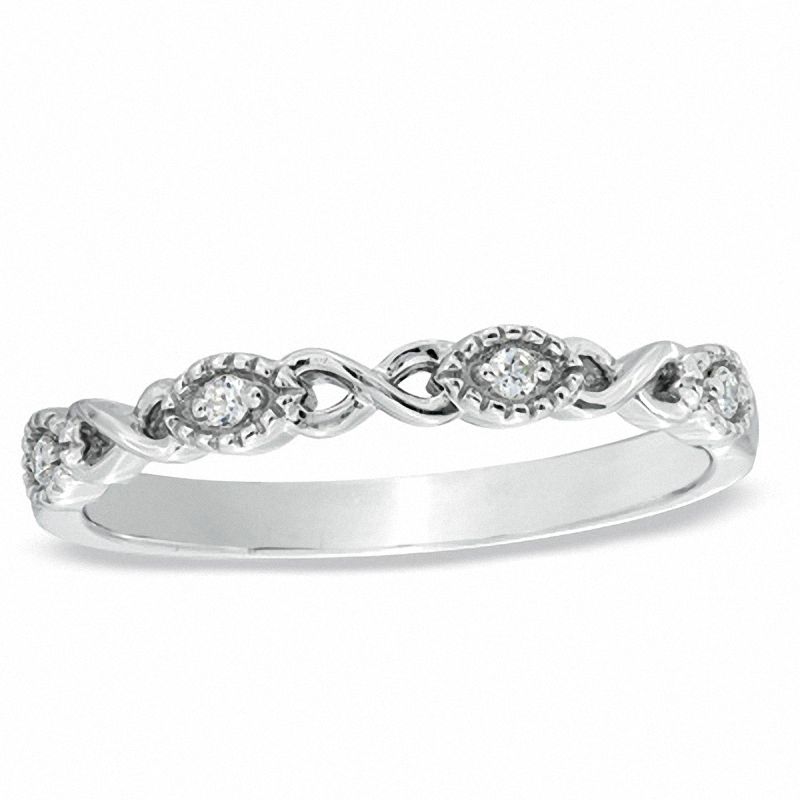 Stackable Diamond Accent Band in 10K White Gold