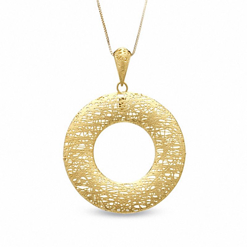 Main Image 1 of Textured Circle Pendant in 14K Gold