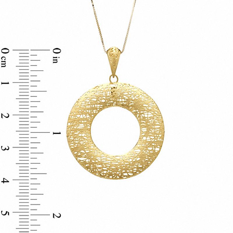 Textured Circle Pendant in 14K Gold