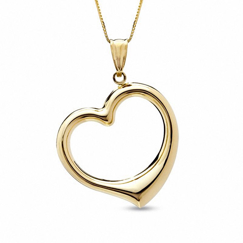 Tilted Heart Pendant in 14K Gold