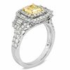 Thumbnail Image 1 of 2-1/10 CT. T.W. Certified Radiant-Cut Yellow and White Diamond Ring in 18K White Gold (T/SI2)