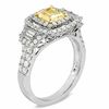 Thumbnail Image 2 of 2-1/10 CT. T.W. Certified Radiant-Cut Yellow and White Diamond Ring in 18K White Gold (T/SI2)