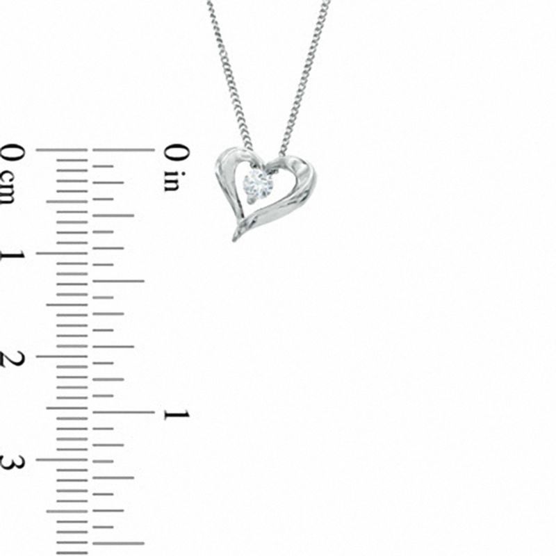 Main Image 2 of 1/10 CT. Certified Canadian Diamond Solitaire Heart Pendant in 14K White Gold (I/I2) - 17"