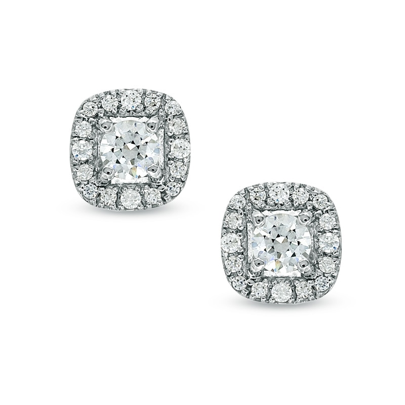 3/8 CT. T.W. Certified Canadian Diamond Frame Stud Earrings in 14K White Gold (I/I2)