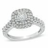 Thumbnail Image 0 of 1-1/2 CT. T.W. Certified Cushion-Cut Diamond Frame Engagement Ring in 14K White Gold (I/I1)