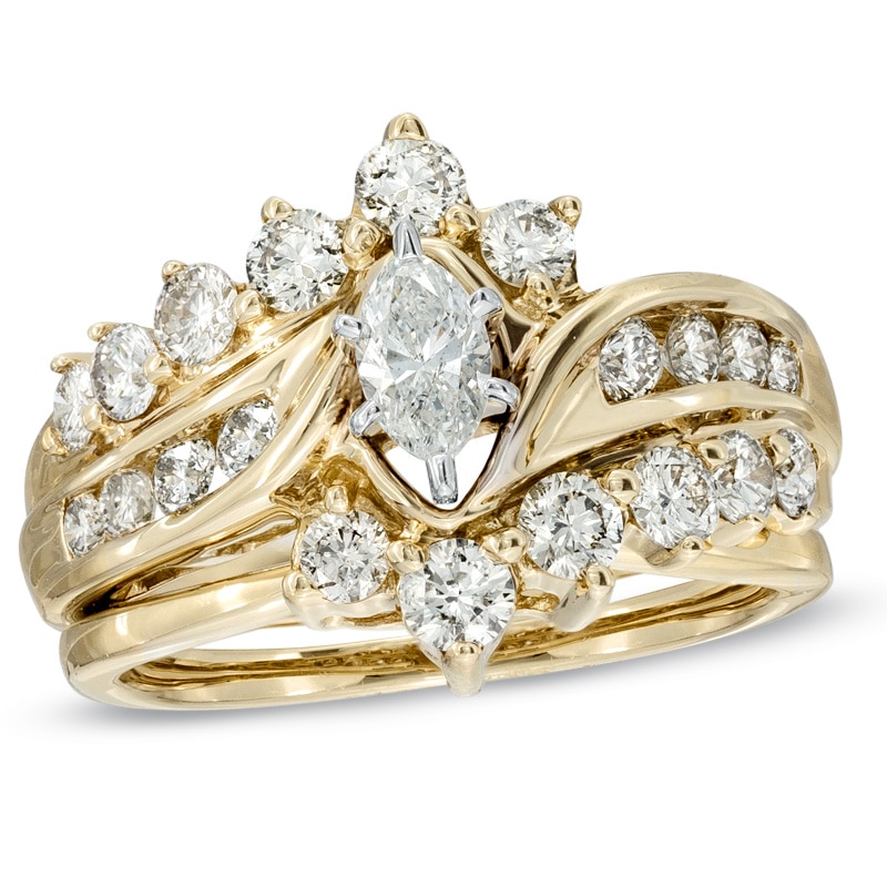 Main Image 1 of 1-1/2 CT. T.W. Marquise Diamond Bridal Set in 14K Gold