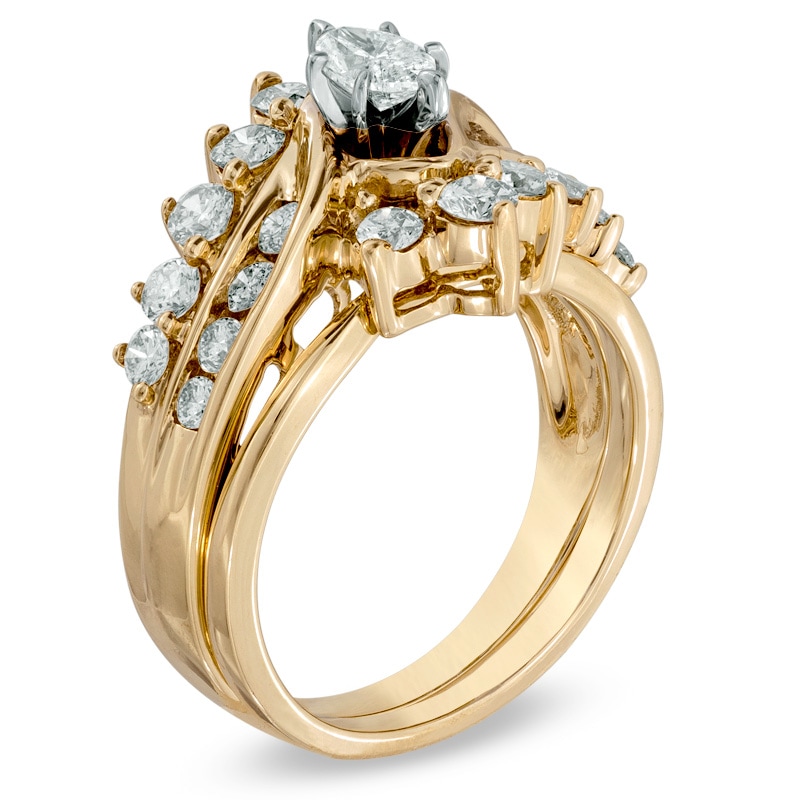 Main Image 2 of 1-1/2 CT. T.W. Marquise Diamond Bridal Set in 14K Gold