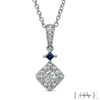 Thumbnail Image 0 of Vera Wang Love Collection 3/8 CT. T.W. Princess-Cut Diamond and Blue Sapphire Pendant in 14K White Gold